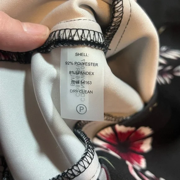 Calvin Klein Floral Sheath Dress Size 6 Black Pink Career Office Midi - Picture 5 of 7